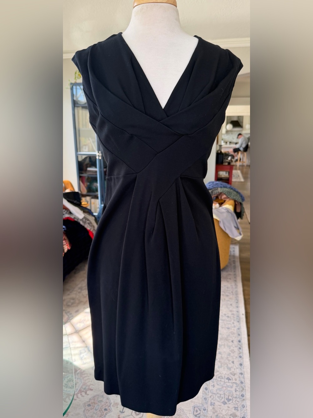 Classic Black Sleeveless Sheath Wrap-Style Women’s Dress